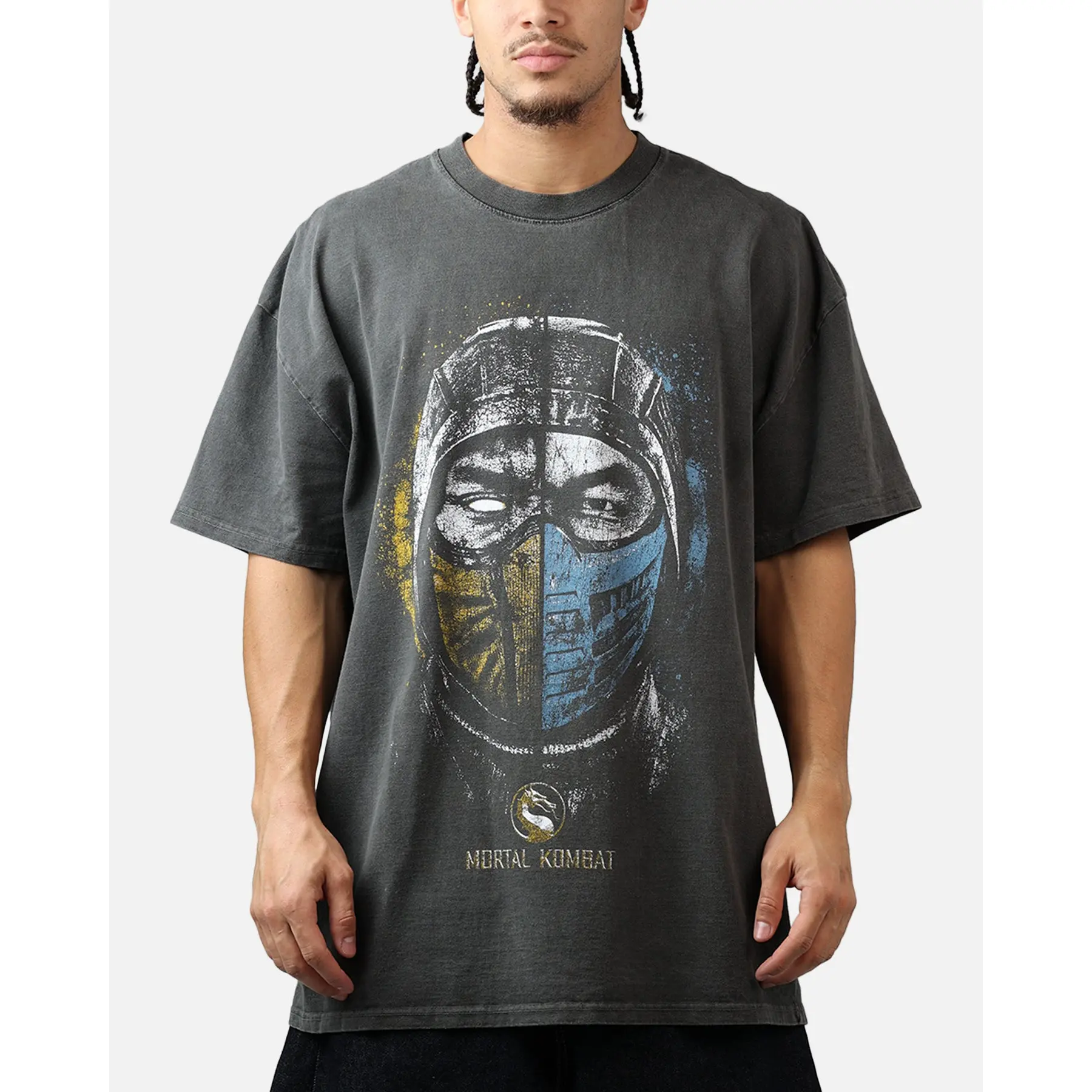 73Studio X Mortal Kombat Split Faces T-Shirt Washed Charcoal