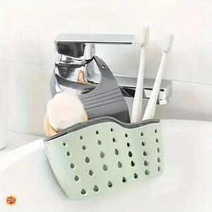 1/2pcs Adjustable Hanging Basket with Silicone Drainage Organizer for Kitchen Sink, Space-Saving Storage for Sponges, Brushes, and Cleaning Tools