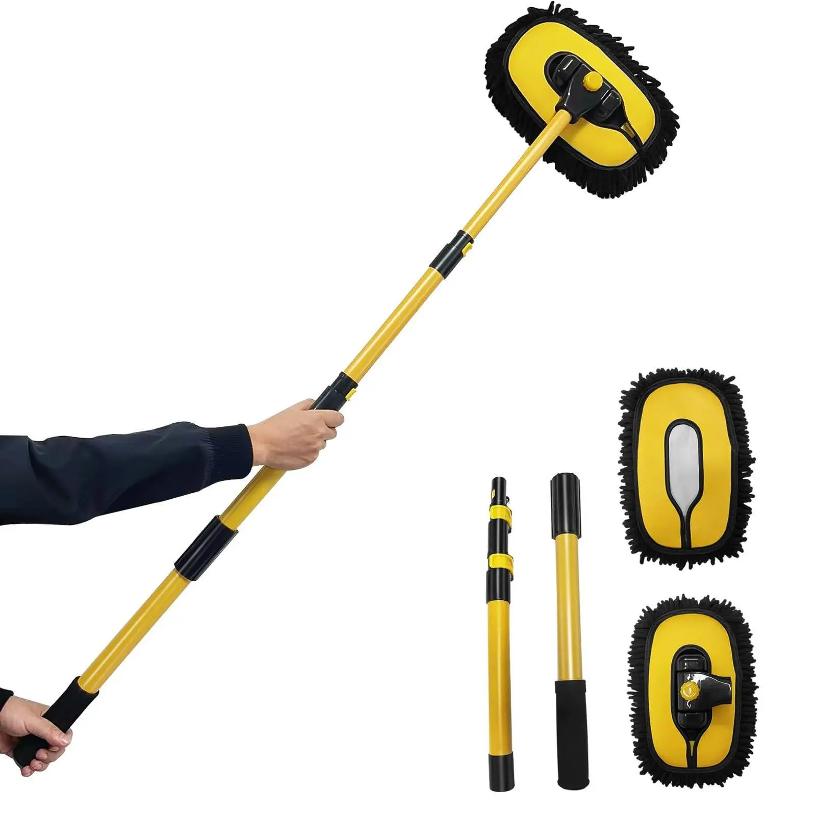 NicerAuto 56.7" Rotating Long Handle Car Wash Brush Mop Microfiber Car Washing Sponge