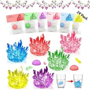 24 Pack Valentine’s Day Gifts for Kids – Science Crystal Growing Kit with Cards, Classroom Valentine Exchange STEM Activities, School Party Favors for Boys & Girls