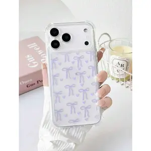 Single Pack - Transparent, Cute Bow And Heart Pattern Case With Shockproof Four Corners. Suitable For IPhone 17/17 Pro Max/16/15/14/13/12/11.