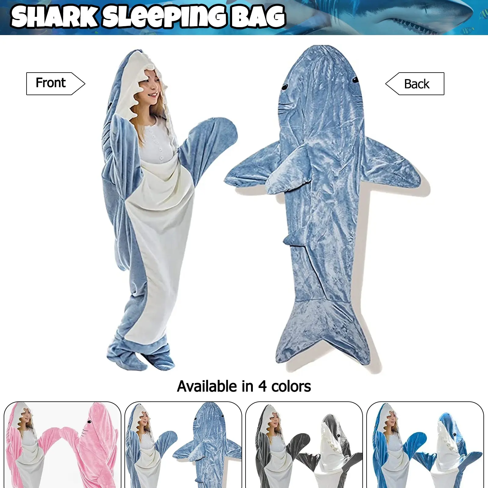 Funny Shark Party Prop Wearable Blanket, Multicolor Options, Hooded Design, Suitable for Adults and Kids, Home Warmth, Role Play, Birthday Parties