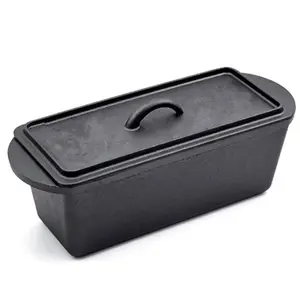 Cast Iron Pan with Lid Square Toast Mold None Coating Rectangular Loaf Pan for Baking Cake Sandwich