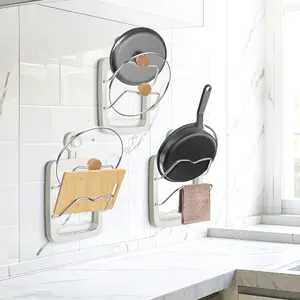 MECHEER PREMIUM 2-TIER SUCTION WALL-MOUNTED KITCHEN ORGANIZER - LUXURY CUTTING BOARD & POT LID HOLDER FOR 12-INCH LIDS, NO DRILL SPACE-SAVING DESIGN