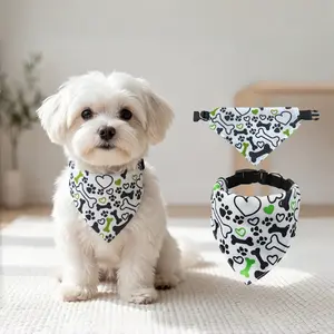 Black Bone Print Pet Bandana Bib – Adjustable Quick Release Collar Style Triangle Scarf for Small Medium Dogs Cats Puppy Kitten – Casual Party Wedding Daily Photo Prop – Breathable Lightweight Holiday Festival Series