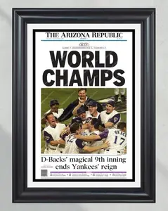 2001 Arizona Diamondbacks World Series Champions Unframed Poster - Randy Johnson & Curt Schilling Era Newspaper Print - Baseball History Decor - AZ Sports Gift