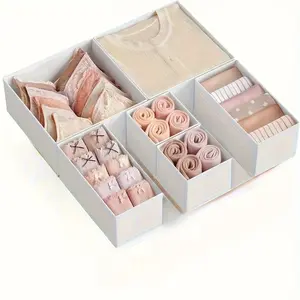 6 Piece Drawer Organizer Set, Home Organizer, Socks Bra Underwear Drawer Organizer, Dorm Room Essential, Bedroom Vanity Storage Box, Baby Clothing Storage