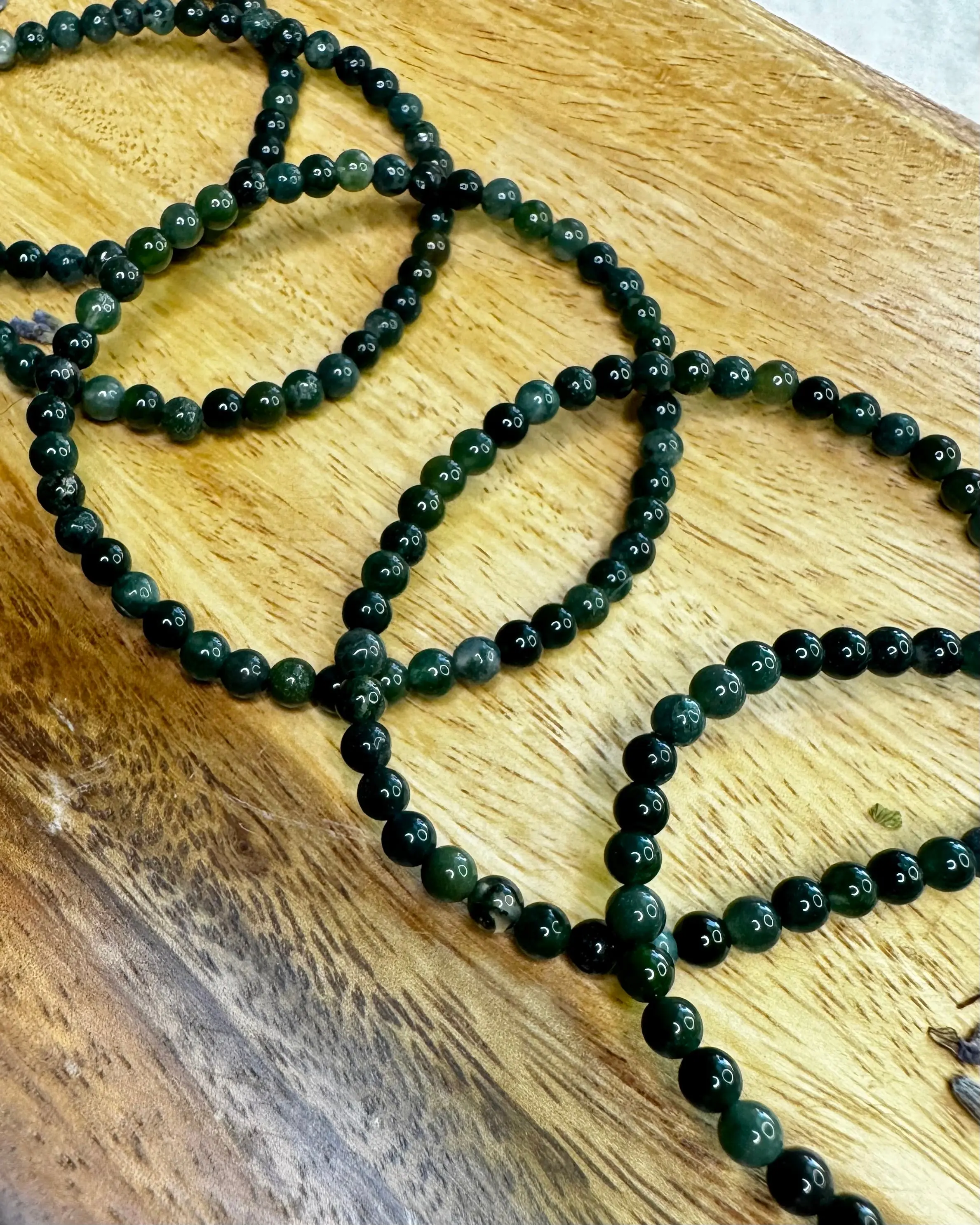 Moss Agate 4mm Sphere Bracelet
