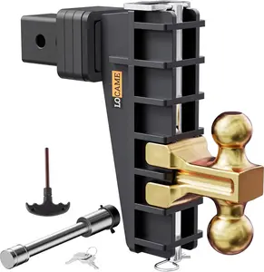 LOCAME Adjustable Trailer Hitch, Fits 2.5-Inch Receiver, 8-Inch Drop/Rise Drop Hitch, 28,000 LBS GTW-Tow Hitch for Heavy Duty Truck, Solid Ball Mount, LC0079