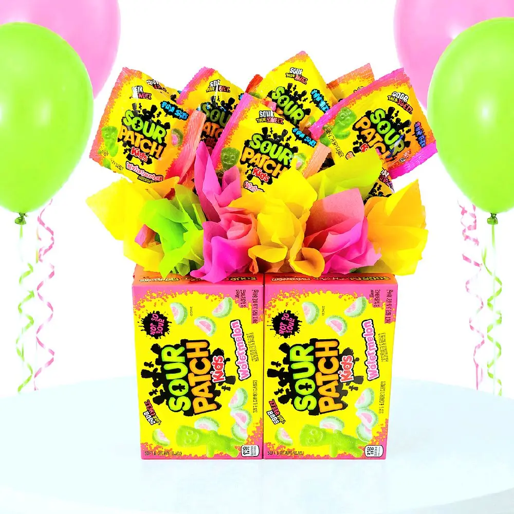 Sour Patch Kids Watermelon Candy Bouquet - Snack, Sweet Gift for Birthday, Get Well Soon Celebrations
