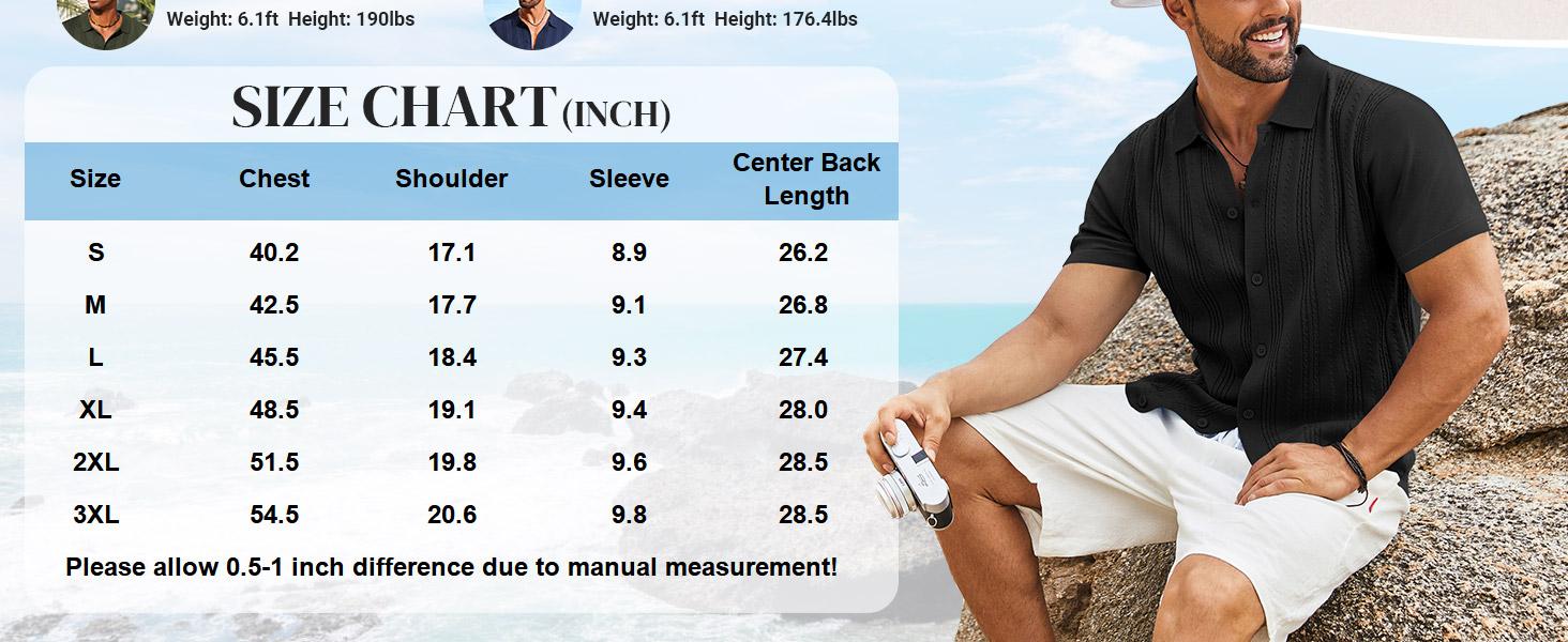 COOFANDY Men's Knit Shirts Short Sleeve Casual Button Down Polo Shirt Summer Beach Vacation Shirts Outfit Top