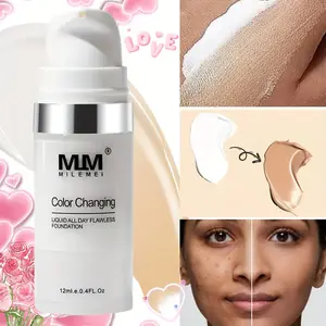 "Meimei" Color-Adapting Liquid Foundation - 0.41 oz / 0.4 fl oz - Hydrating BB & CC Cream with Glycerin - Long-Lasting, Waterproof, and Lightweight Finish - Suitable for All Light Beige Skin Tones (Multiple Light Beige Shades Available)