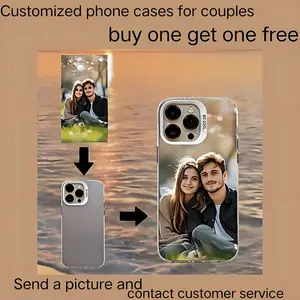 Custom couple phone case with silver accents for iPhone 12–17, drop-resistant; a unique gift for couples with a premium custom feel