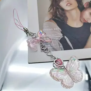 Sweet Transparent Bow Summer Phone Chain, Cute Fairy Bag Pendant, Mobile Accessories, Fashionable and Stylish Design, Phone Charms, Cell Phone Charm