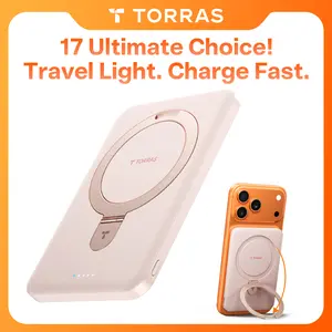 TORRAS EasyGo MagStand Magnetic Portable Charger Power Bank for iPhone, Fast Charging Travel Essential Wireless Battery Pack Slim with Stand Compatible with Magsafe, iPhone 17 Pro Max,iPhone 17 Pro,16 Pro Max,iPhone 16 Pro,Pro,15,14,13,12,10000mAh,5000mAh
