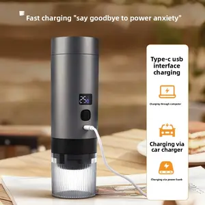 Portable Electric Heated Coffee Maker, 2-in-1 Home, Office and Outdoor Travel Coffee Machine, Portable Espresso Machine, Home Coffee Brewing, Modern and Stylish Coffee Equipment, Reusable Filter System, Capsule Coffee Machine, for Coffee Lovers