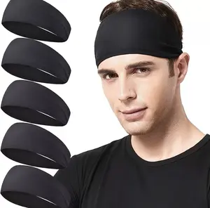 Solid Color Quick Dry Sports Headband (5Counts),Sweat Absorbing Headband for Menand Women, Sports Headband for Running,Cycling,Basketball, Yoga, Fitness WorkoutSummer Gifts,Gym Accessories