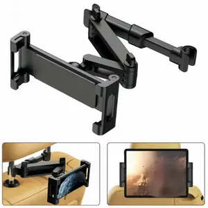 Car tablet holder, iPad headrest holder suitable for 5.5-18.4-inch iPad/mobile phone car tablet holder, with 360 ° adjustable travel essentials, black