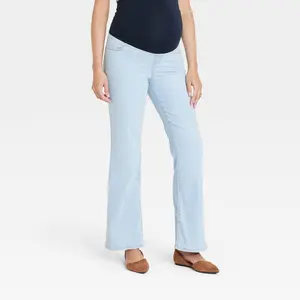 Over Belly High-Rise Denim Flare Maternity Pants - Isabel Maternity by Ingrid & Isabel