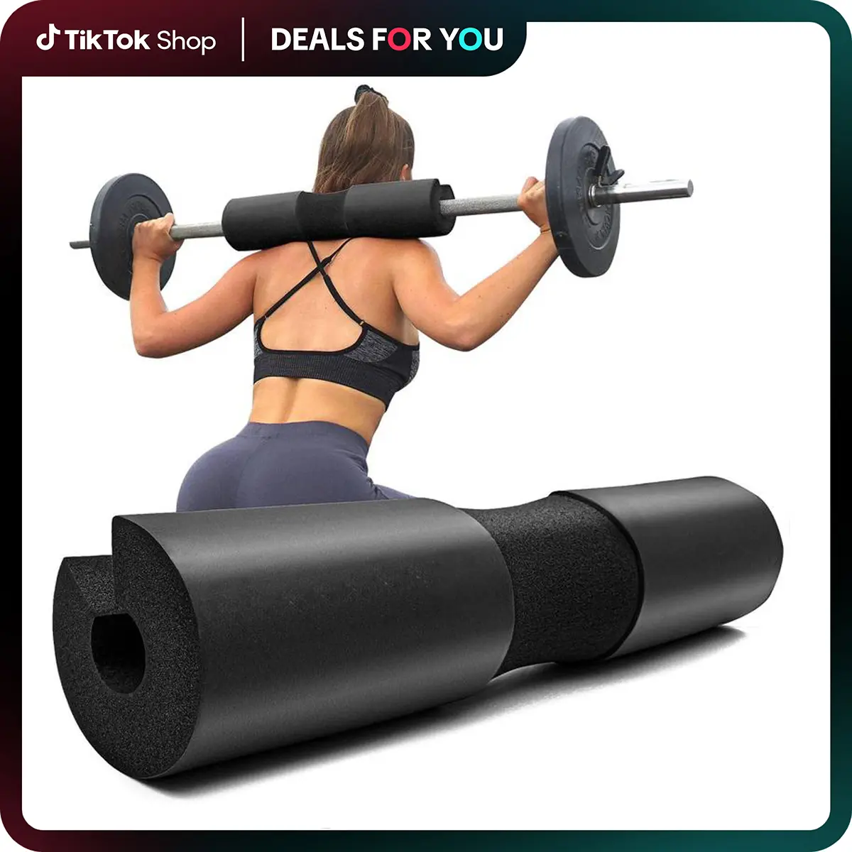 Ergonomic Foam Barbell Squat Pad - Gym Accessories for Fitness Enthusiasts, Neck & Shoulder Protection, High-Grip Surface with Middle Groove, Portable Design Fits Standard/Olympic Bars, Weightlifting Injury Prevention, 12-Month Warranty
