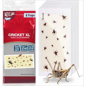 Cricket XL Giant Glue Boards 6-Pk, Adhesive Bug Catcher Cricket Traps Indoor, Sticky Trap for Inside Your Home, Bulk Insect Killer, Insect Traps for House & Garage, Pet Safe Pest Control