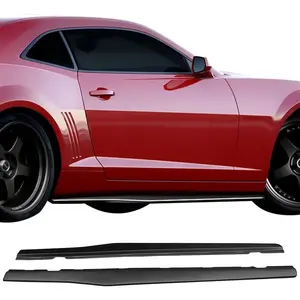 Side Skirts Compatible with 2010-2015 Chevy Camaro LS, LT, SS Only, Ikon Style Black PP Add On Sideskirt Rocker Moulding Air Dam Chin Splitter by MOTORSPORTS, 2011 2012 2013 2014