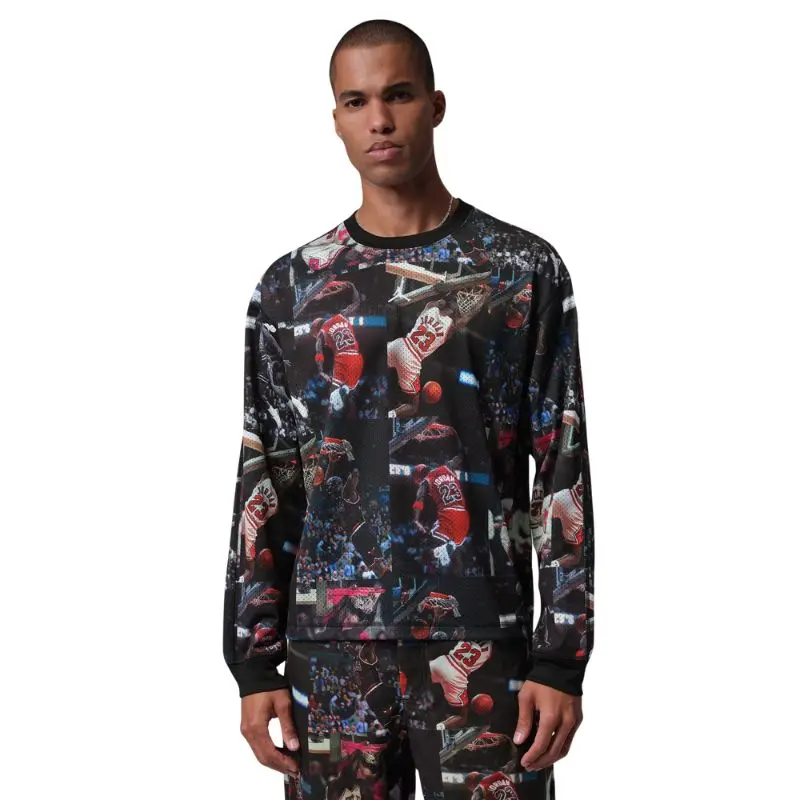 Men's Jersey, Oversized Long-Sleeve Athletic Tee with All Over Print, Breathable Polyester for Gym Training, Oversized Graphic Tee, Bold Print, 2Xl, Sporty Chic