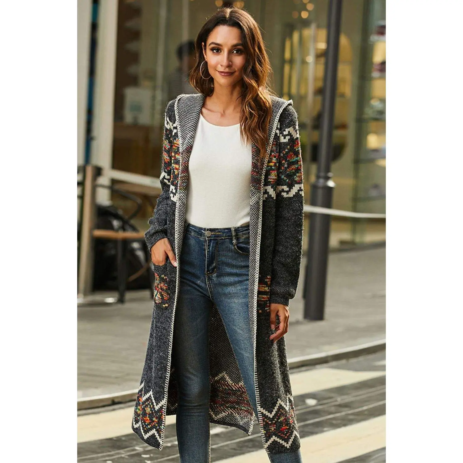 Bohemian Slit Hooded Duster Cardigan