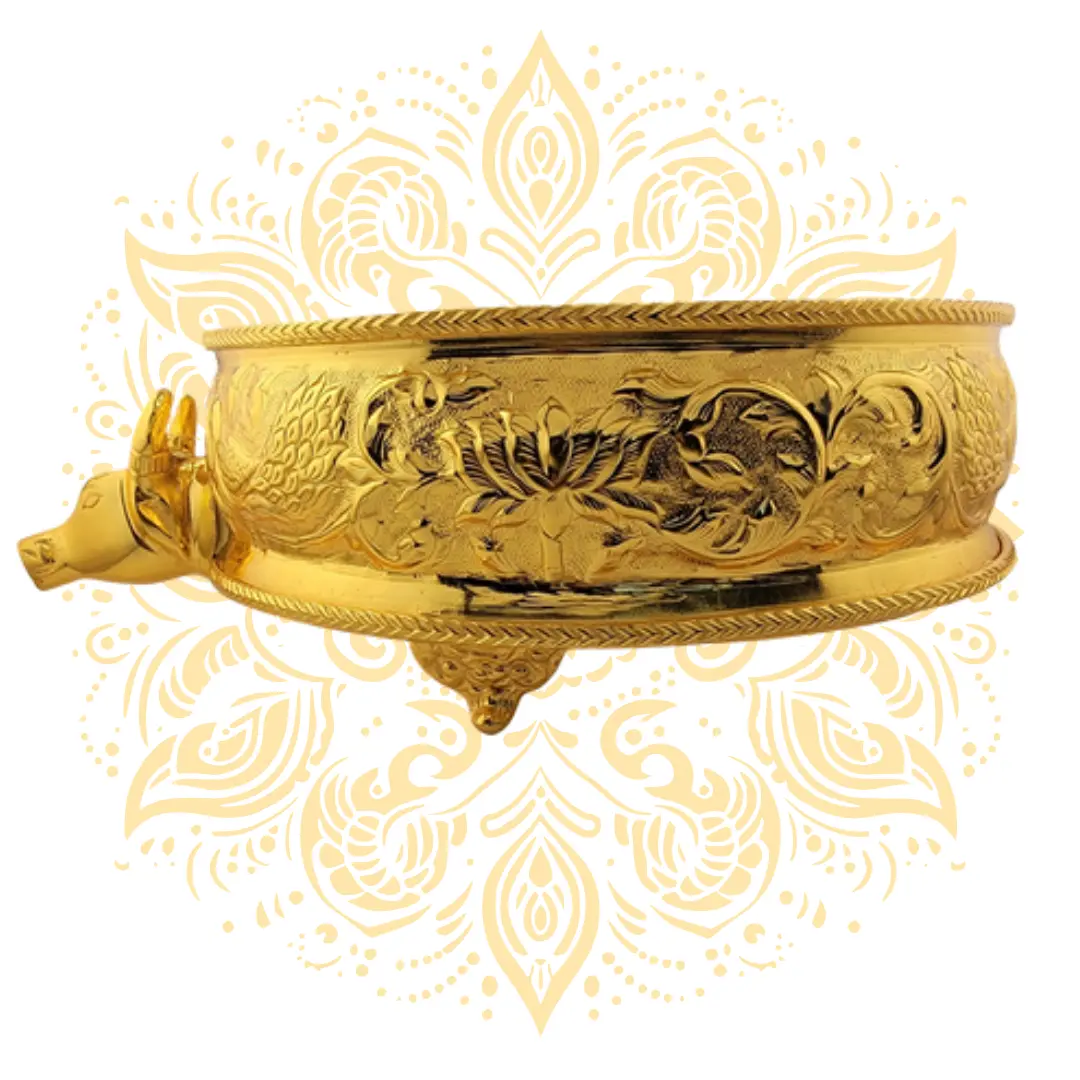 Brass Abhishek Tray w/ Bull Nandi Head Spout