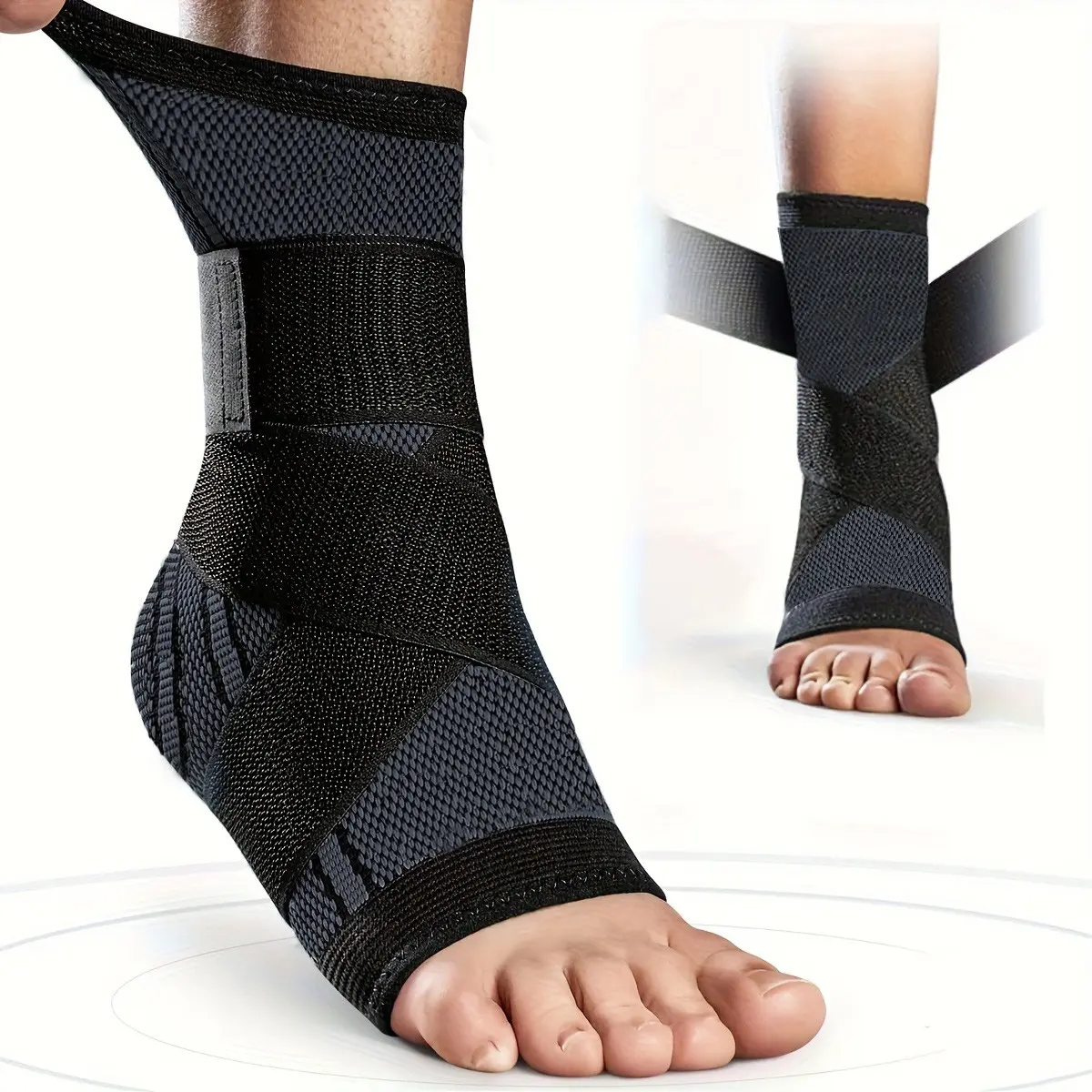 Sports Ankle Support for Stabilization and Protection, Lightweight Ankle Brace with Compression Strap, Ankle Compression Cuff, Ankle Wrap, Ankle Sleeve for Men and Women, Ankle Protective Compression, Ankle Stabilizer