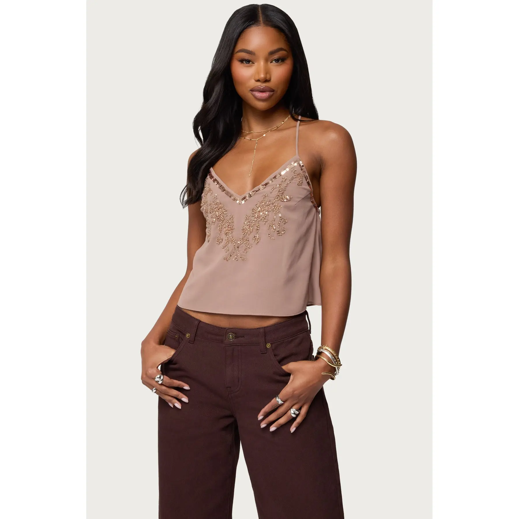 Sorina Embellished V Neck Top