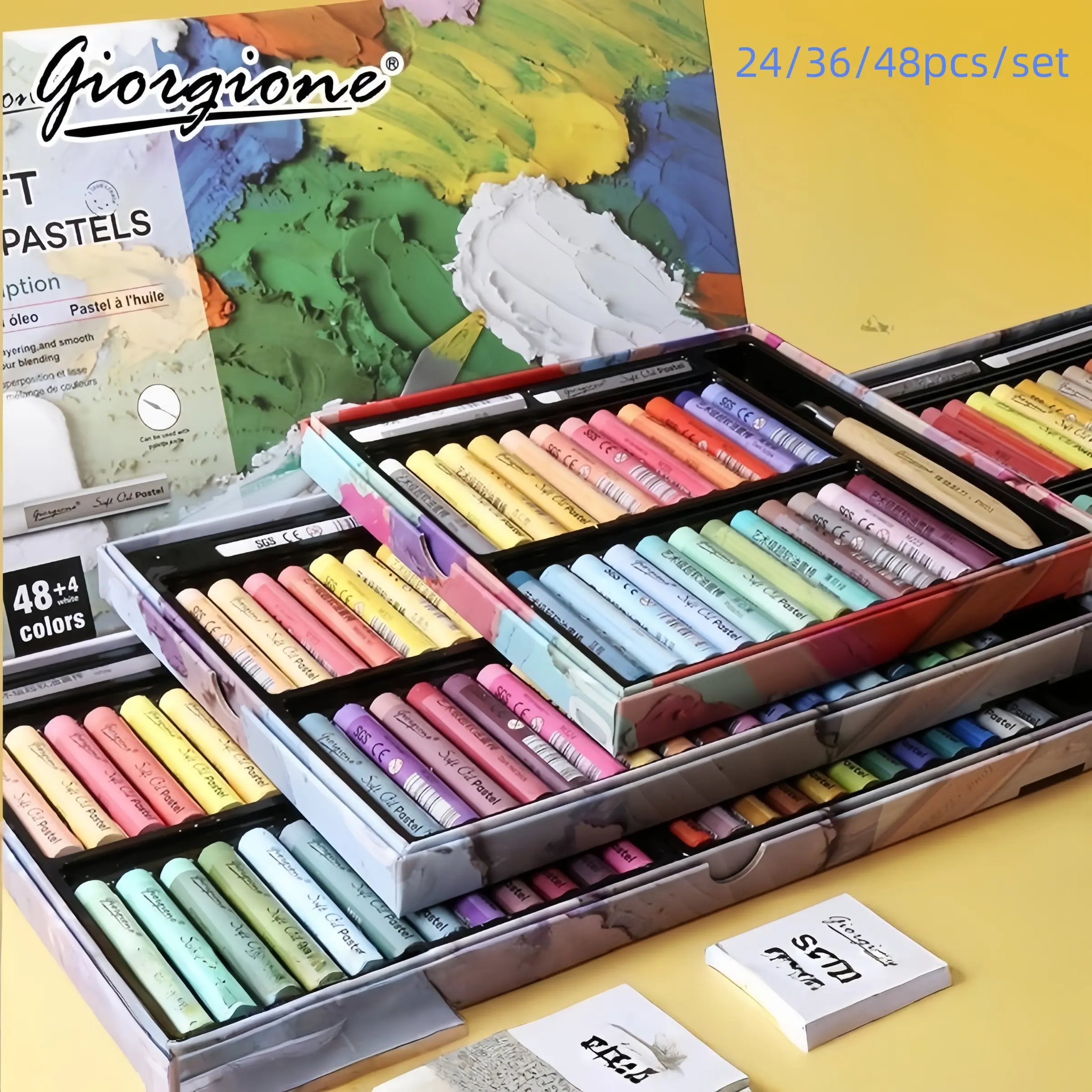 Macaron Oil Pastel Crayons, 24-48 Vibrant Colors, Multifunctional Brushes for Crafts, Sketching, Coloring, Ideal for Students and Artists, Art Craft Supplies