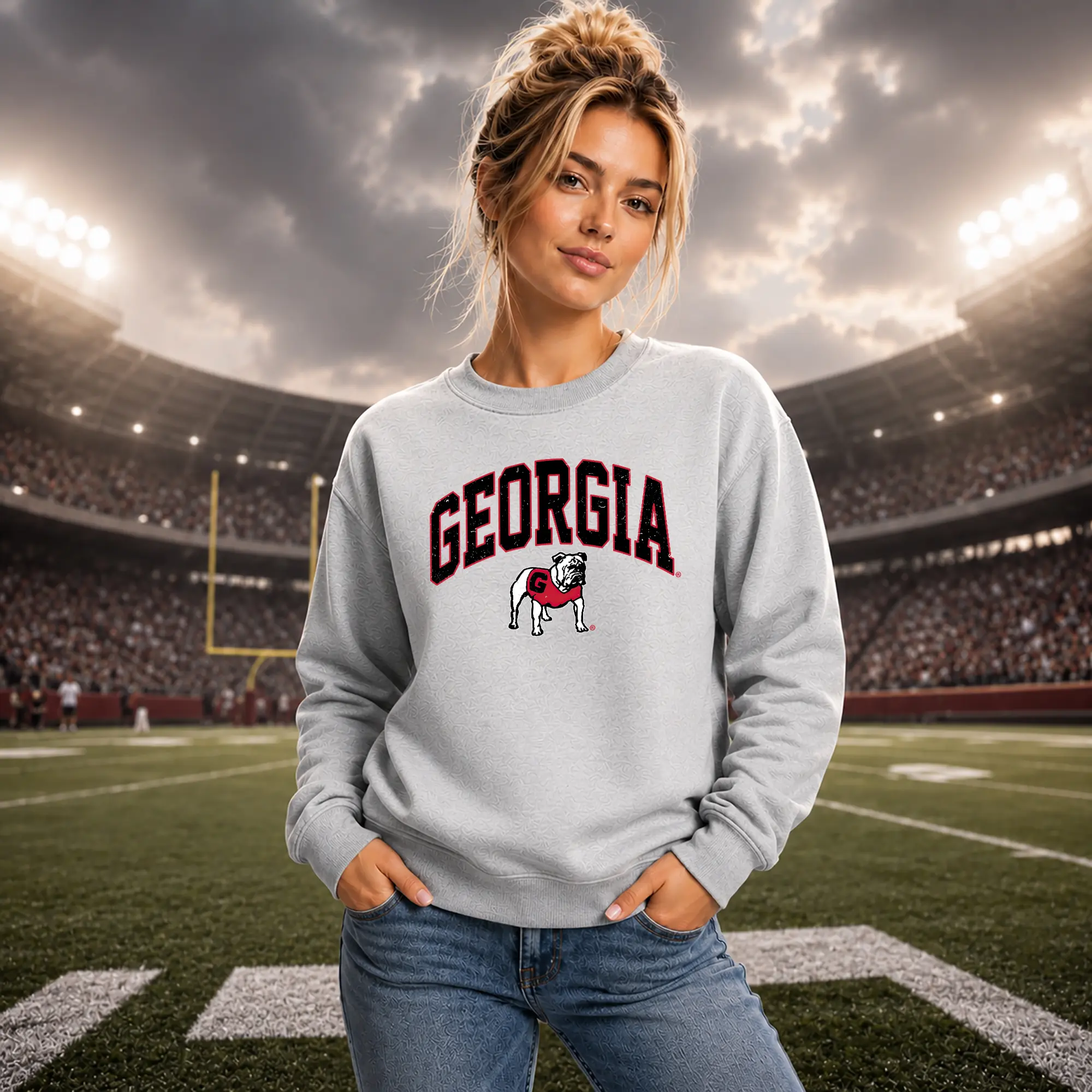 Vintage Georgia Football Sweatshirt, Retro Southern Game Day Crewneck, Unisex College Sports Fan Pullover Gift