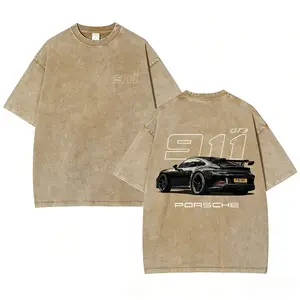 Vintage JDM Sports Car Graphic Washed Denim T-Shirt Skyline Men's Retro Graphic Tees Streetwear Outfits Men Vacation Outfits Oversized T-Shirt Men Tops