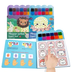 Leven Portable Finger Painting Books for Toddlers – 2-Pack Washable & Non-Toxic Ink Activity Set for Kids Ages 3-5, Preschool Art Craft Kit, Thick Paper Pages, Ideal for Travel, Classroom, & Home Fun