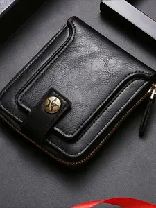 Vintage Luxury Brand Wallet Men Designer Business Fashion Wallet High Quality PU Leather Short Small Wallets with Coin Pocket