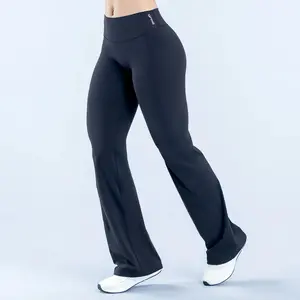 (With Logo) DFYNE High Waisted Flare Leggings - Tummy Control Bootcut Yoga Pants, Seamless Stretch Workout Pants for Women,