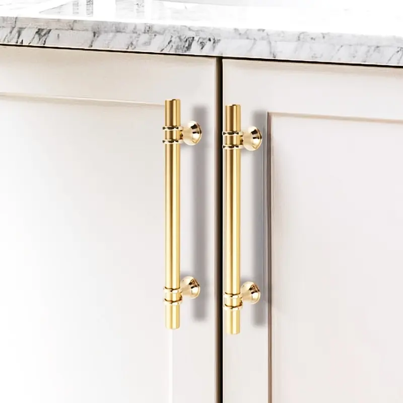 16-Pack Gold Stainless Steel Cabinet Door Handles Interior - Modern Bar Style Closet/Cabinet Hardware, Heavy-Duty Polished Gold Pulls, Easy Installation with Included Screws, for Bathroom, Vanity Doors