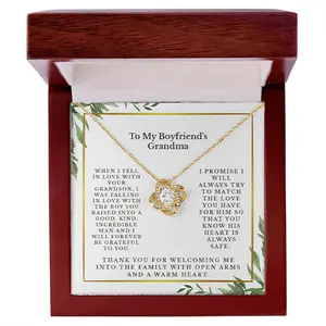 To My Boyfriends Grandma Necklace - Gift For Boyfriend's Grandmother - Boyfriend Grandma Christmas Gift, Birthday Gift, Mother's Day Gift, Valentines Day Gift