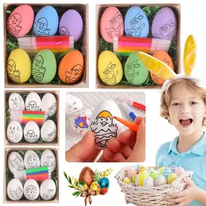 DIY Painting Easter Eggs with Paint Pen DIY Doodle Kit Easter Egg Coloring Craft Kit for Easter Theme Party Kid Gift Diy Painting Supplies