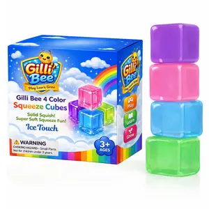 Gilli Bee 4Pack Sensory Squishy Toys | Stress Cube & Marble Heart Fidgets for Anxiety Relief | Ice Touch Slow Rise Squishy Stress Ball for Kids & Adults | Durable High Density Gel Sensory Toy Set