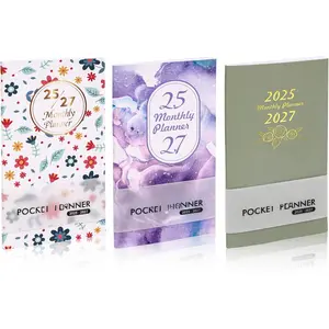3 Pack 2025-2027 Pocket Monthly Planner 3 Year Small Size Mini Pocket planner Academic Planner With Daily Quotes Hardcover Agenda Book  Organizer for Purse,Planning, Organizing, and Office Use