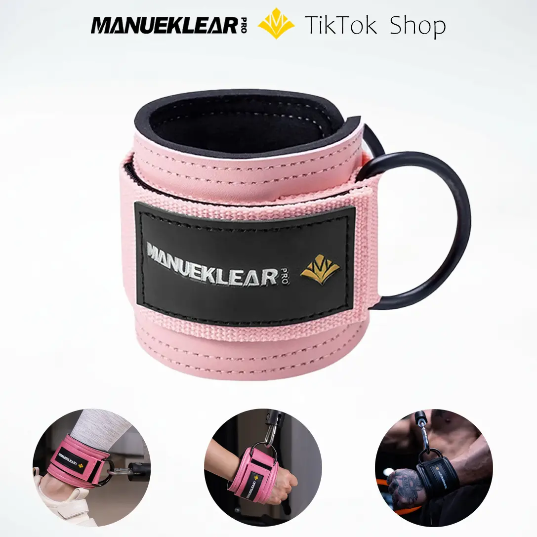 MANUEKLEAR Ankle Lifting Cuff, Adjustable with Premium Leather Feel and Soft Neoprene Padding for Men & Women, Ankle Strap for Cable Machine Glute Kickbacks and Hip Abductions