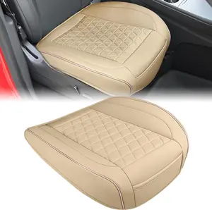 Nilight Car Seat Cushion Cover Beige Leather Front Seats Waterproof Anti-Slip with Storage Bag Wraps Bottom Fits Cars Sedan Van SUV Truck carpets
