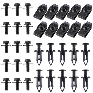 CarpartsX 35PCS Retainer Clips for Nissan/Infiniti - Splash Shield, Mudguard, Bumper, Fender Liner, Push Rivet Fasteners, Black