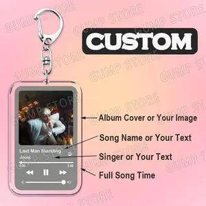 Custom Music Keychain Song Singer Album Photo Keyring Boyfriends Girlfriends Valentines Birthday Fans Friends Anniversary Gifts