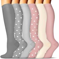 Grey Pink Dots(6 Pairs)