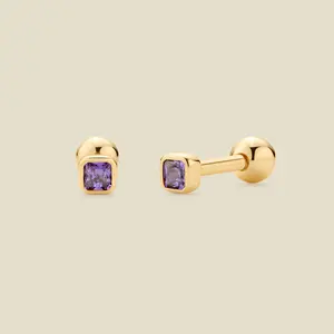 February Birthstone Stud Earrings