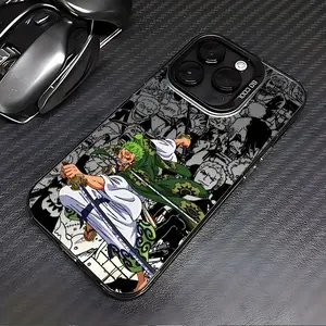 Luxury Cartoon One Piece Roronoa Zoro Frosted Phone Case, Lightweight Anti-Drop Back Cover Gift Funda Compatible with iPhone 17 Air 16 15 14 13 12 11 Pro Max Plus