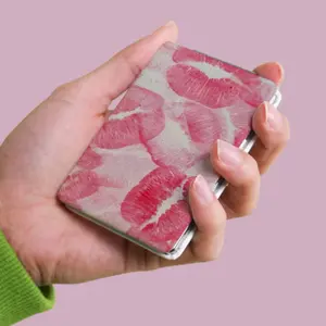 1pc Sexy Lip-Shaped Portable Vanity Mirror, Foldable Lightweight Compact Pocket Mirror With Stainless Steel Plating Frame. Unique Lip/Leopard Print Design, 180° Flip, Durable And Portable For Daily, Party, Travel, Gift.